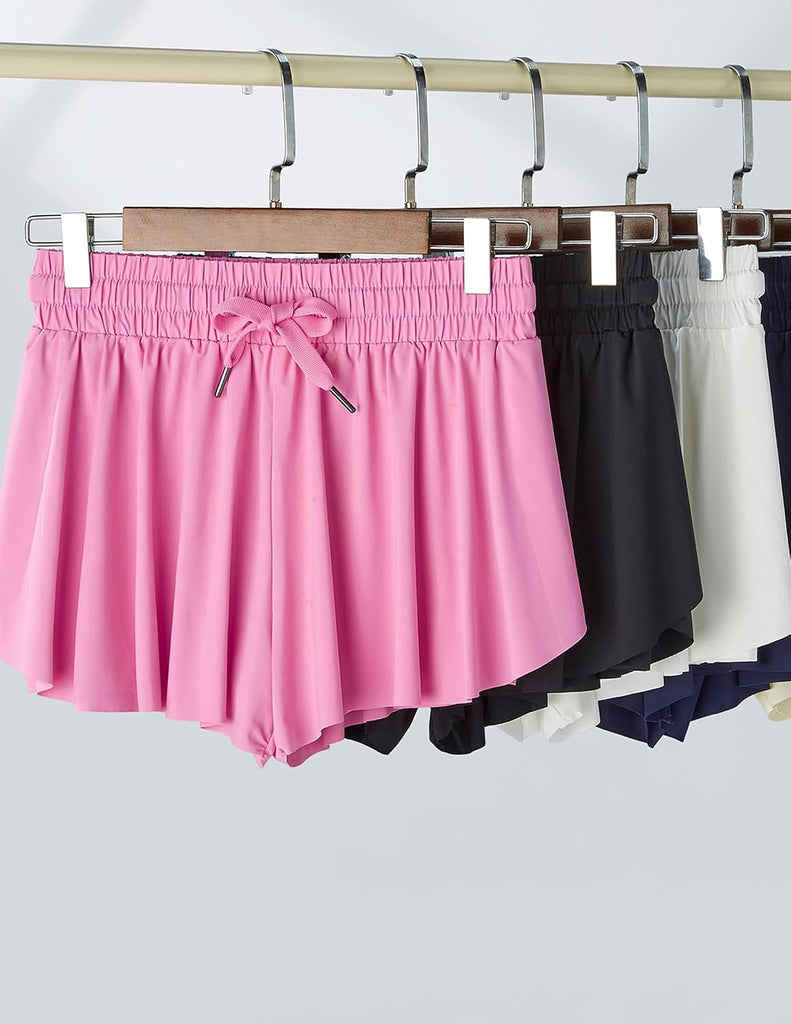 1 or 3 Pack Youth Girls Flowy Shorts with Spandex Liner & Pockets