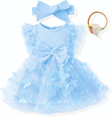 Baby Girl Flower Dress Summer, Tutu Tulle Boho Princess Wedding Birthday Party Dresses for Infant Girls