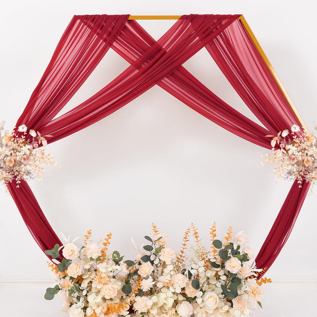 Sheer Gauze Wedding Arch Draping Fabric 29" x 20 FT 4 Panels Red