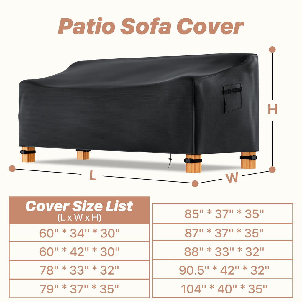 Outdoor Couch Cover Waterproof, 78" Wx 33" Dx 32" H Patio Furniture Covers Waterproof, Windproof 2-Seater Sofa Cover
