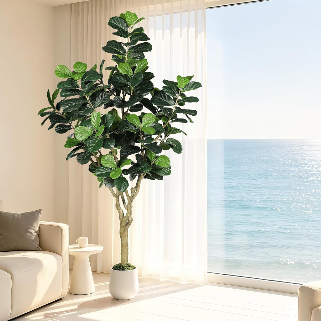 Fiddle Leaf Fig Tree 8ft for Faux Plants Indoor Home Green Decor