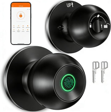 Smart Door Knob, Fingerprint Door Knob, Biometric Smart Door Lock with App Control, Metal Alloy Door Knobs, Easy