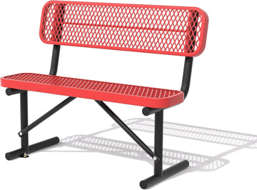 4FT Heavy Duty Metal Park Bench for Outside, Thermoplastic-Coated Weatherproof Outdoor Bench with Backrest & Portable