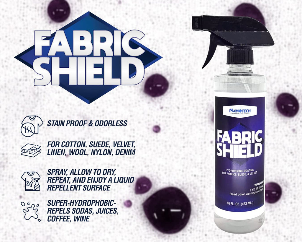 Fabric-Shield, Fabric Guard, Liquid Repellent for Fabrics, Upholstery, Suede, Textile Shield, Wine, Coffee Stain