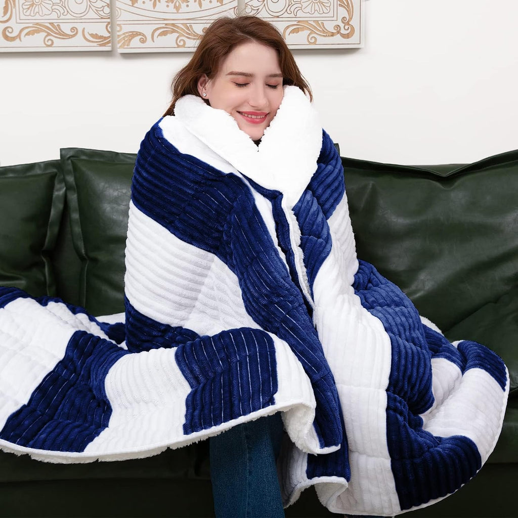 Sherpa Weighted Blanket for Adults 15lbs, 60"x80", Queen Size Fuzzy Heavy Throw Blanket for 140-160lbs, Microfiber