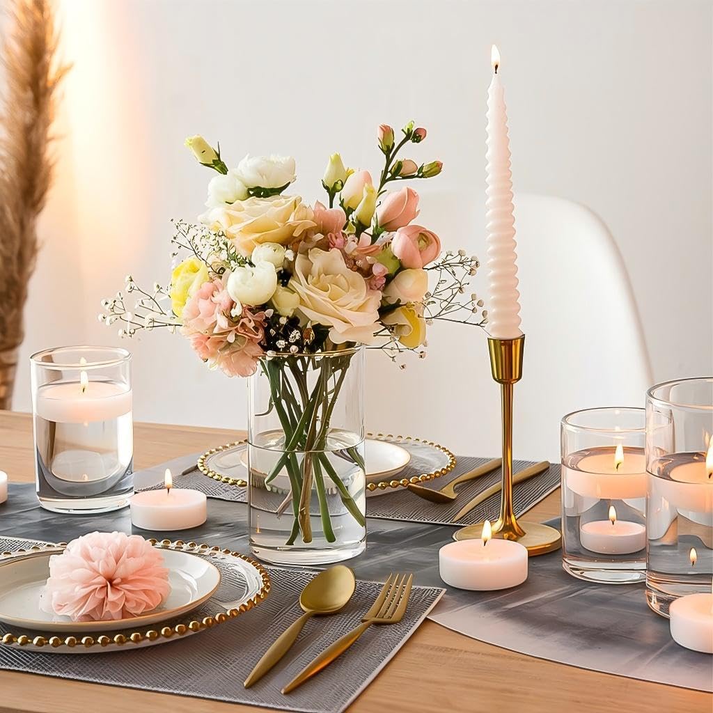 12pcs Glass Cylinder Vases for Centerpieces, 6 Inch Clear Flower Vases for Wedding Decorations and Indoor Home Decor