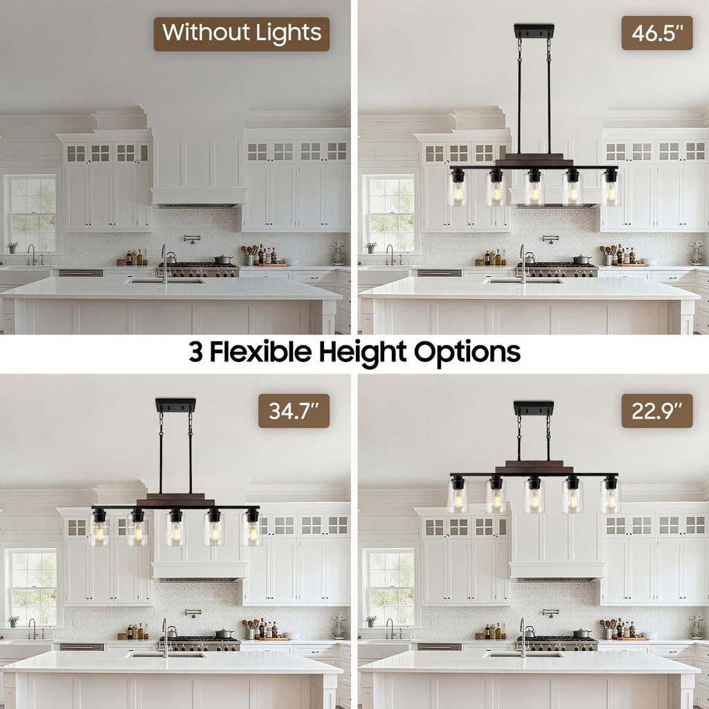 Kitchen Island Lighting, 34" Dining Room Light Fixture Over Table