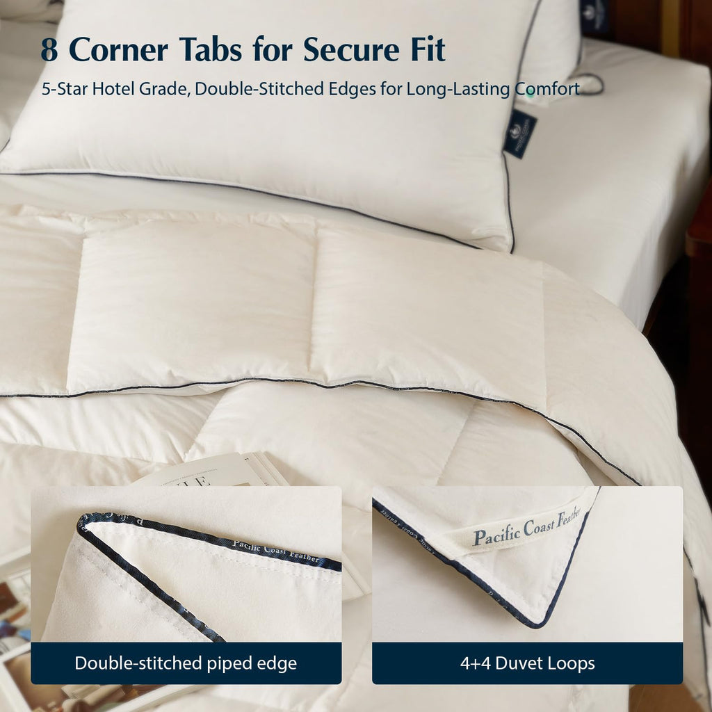 Goose Feather Down Comforters 106"x90", Breathable Duvet Insert, Noiseless Shell, Sewn-Through