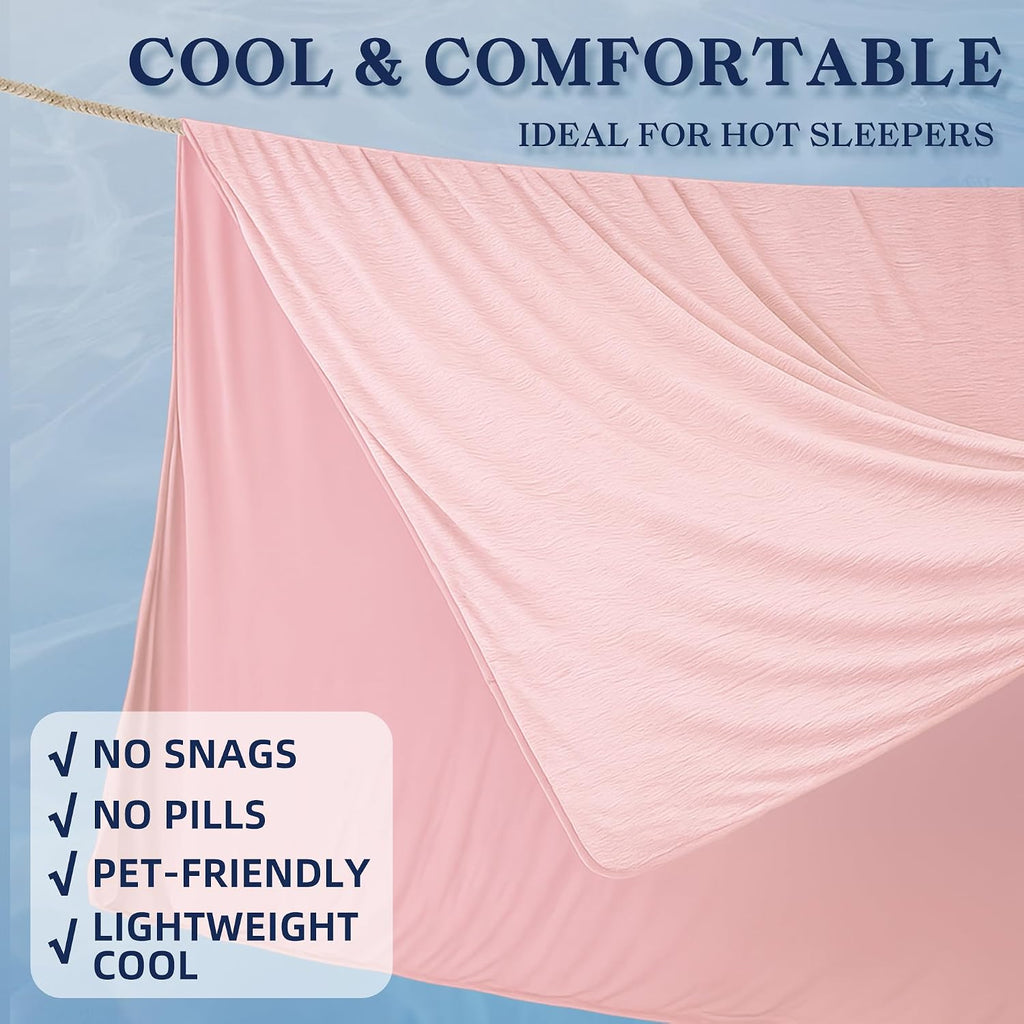 Cooling Blanket King Size, Pink Summer Blanket for Hot Sleeper and Night Sweats, Lightweight Soft Q-Max>0.4 Arc-Chill