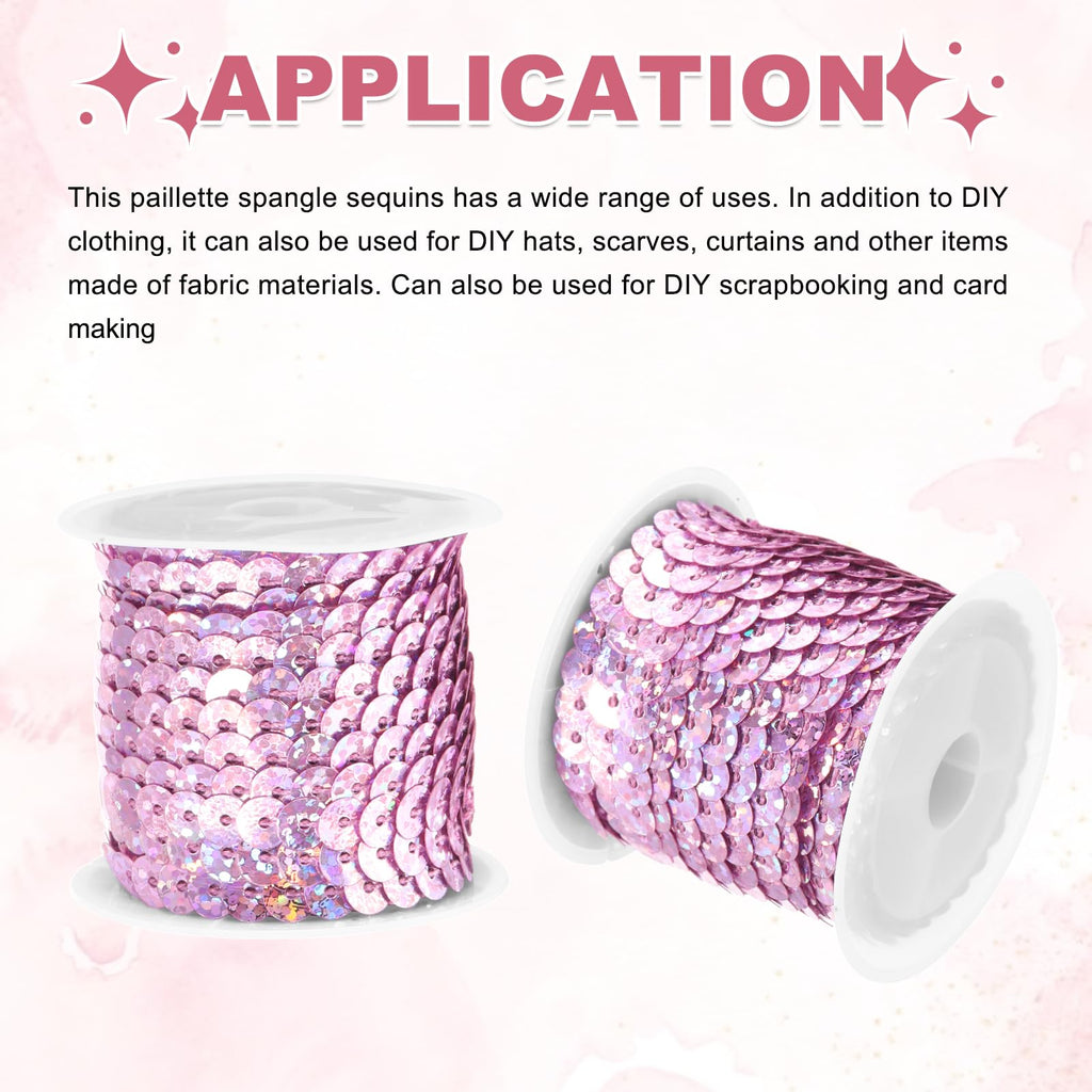 0.24 Inch 6mm Flat Sequin Strip Laser Sequins Fabric Paillette Spangle Sequins Trim for Crafts DIY - 2Pcs 5 Yards