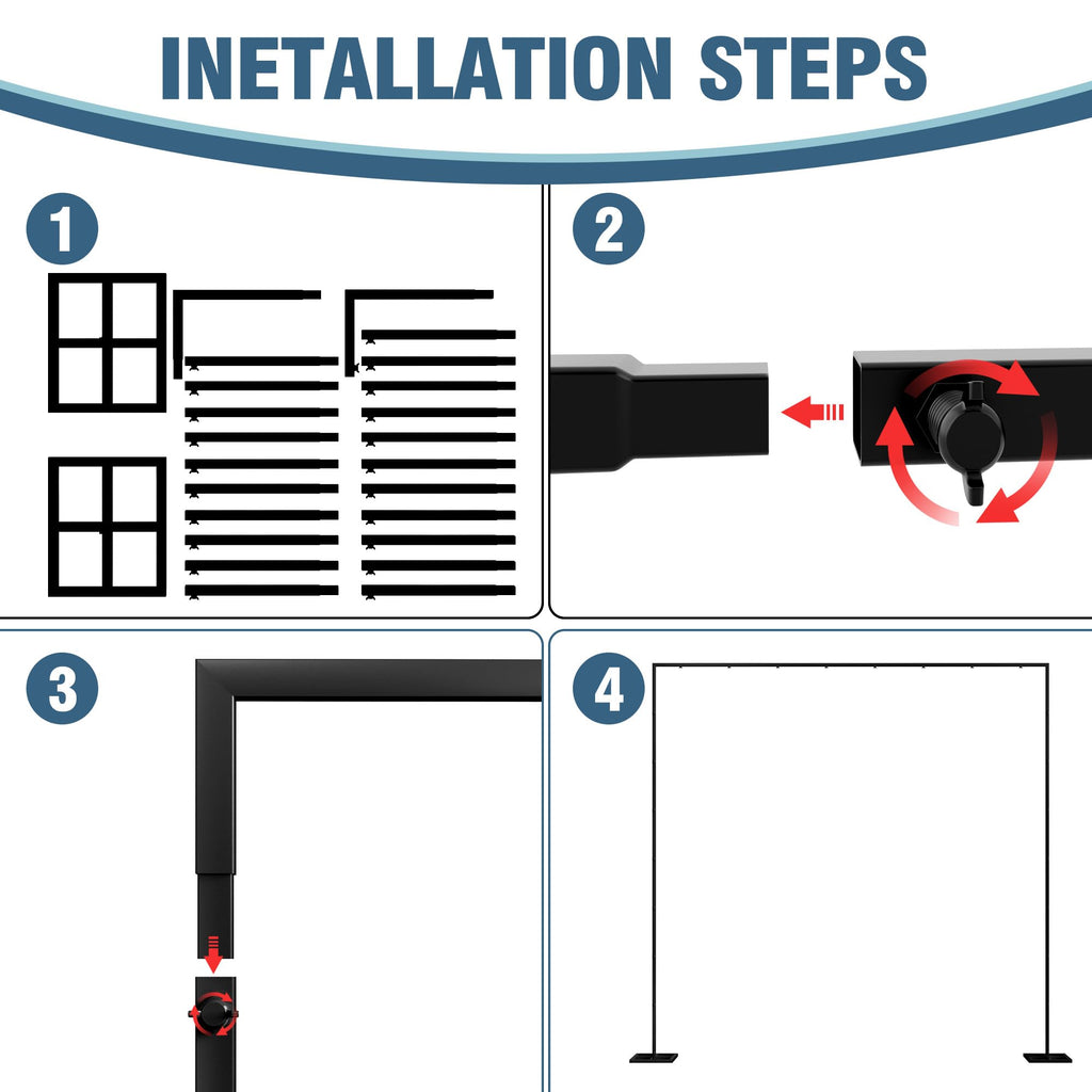 10x10FT Backdrop Stand Heavy Duty Pipe and Drape Kit Black