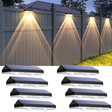 Solar Fence Lights Outdoor, 2700/4000/6000K 3 Mode - Black, 8 Pack