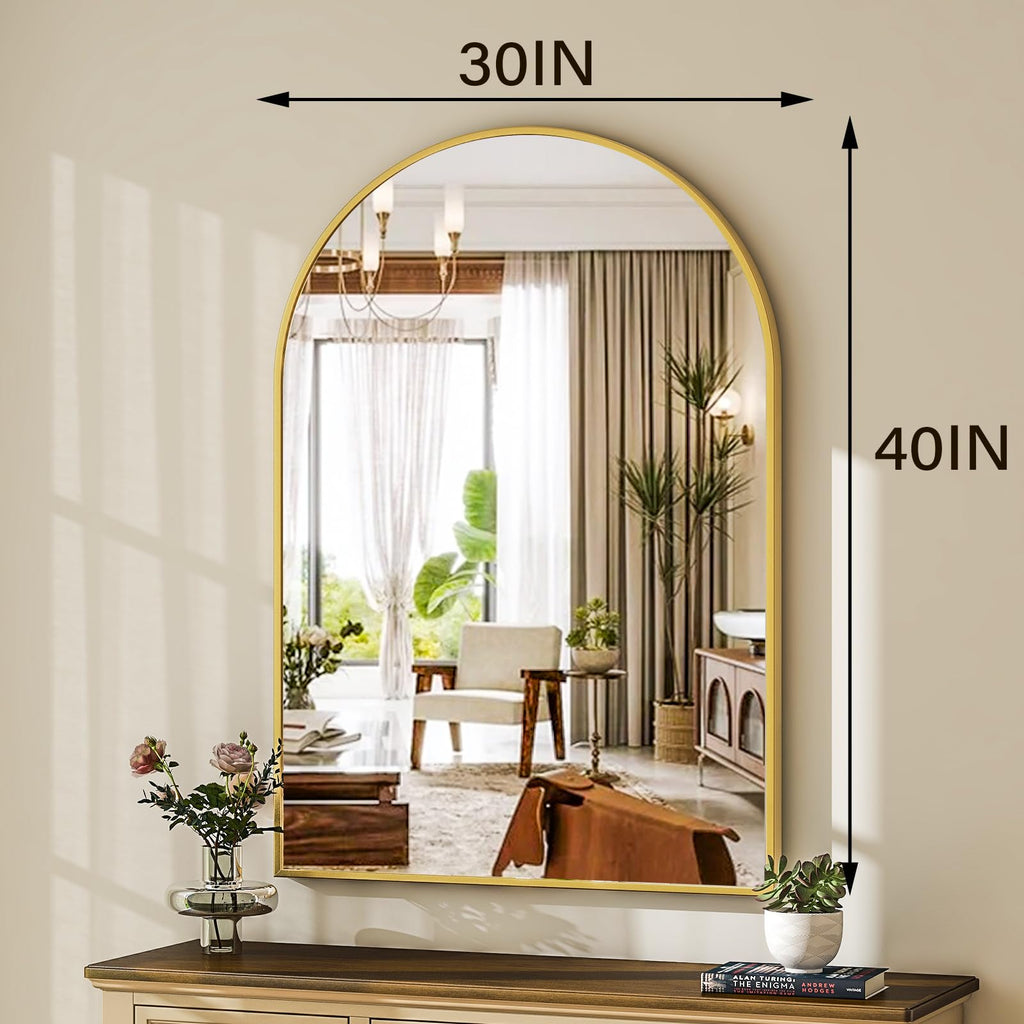 Arched Wall Mirror 30"x40" Gold Arch Bathroom Vanity Mirror