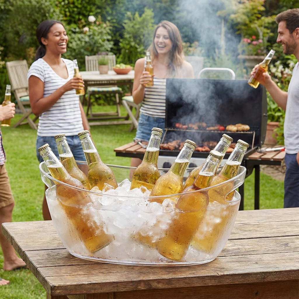 Clear Acrylic Ice Buckets Large Champagne Drink Cooler Storage Ice Tub with Scoops for Beer Cocktails Wine Beverage