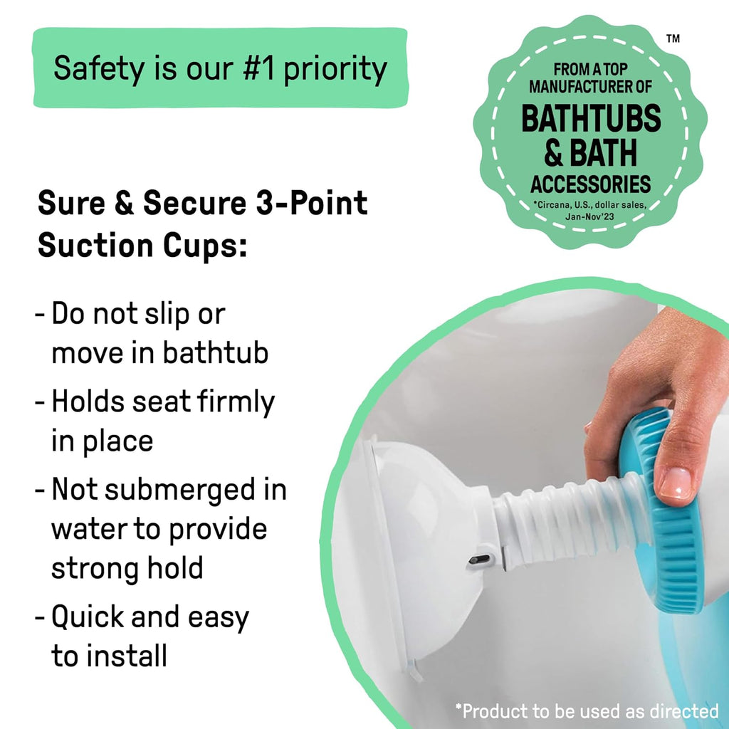 My Bath Seat for Sit-Up Baby Bathing, Sure & Secure Suction Cups, ASTM Safety Tested & Approved, Backrest
