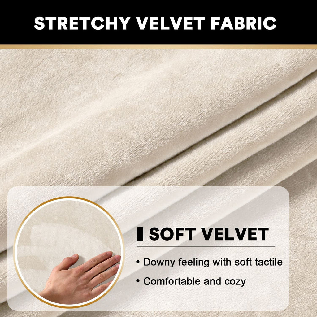 Sectional Couch Cushion Covers 3 Pieces Velvet Separate Couch Cover Extra Large Stretch Sofa Slipcover Washable