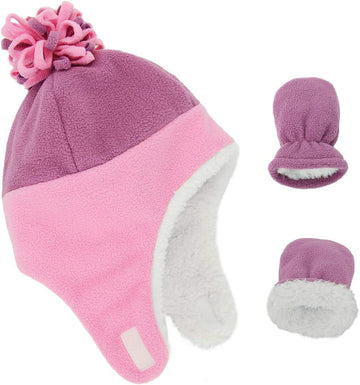 Baby Winter Hat and Mitten Set with Warm Sherpa-Fleece for Toddler & Infant