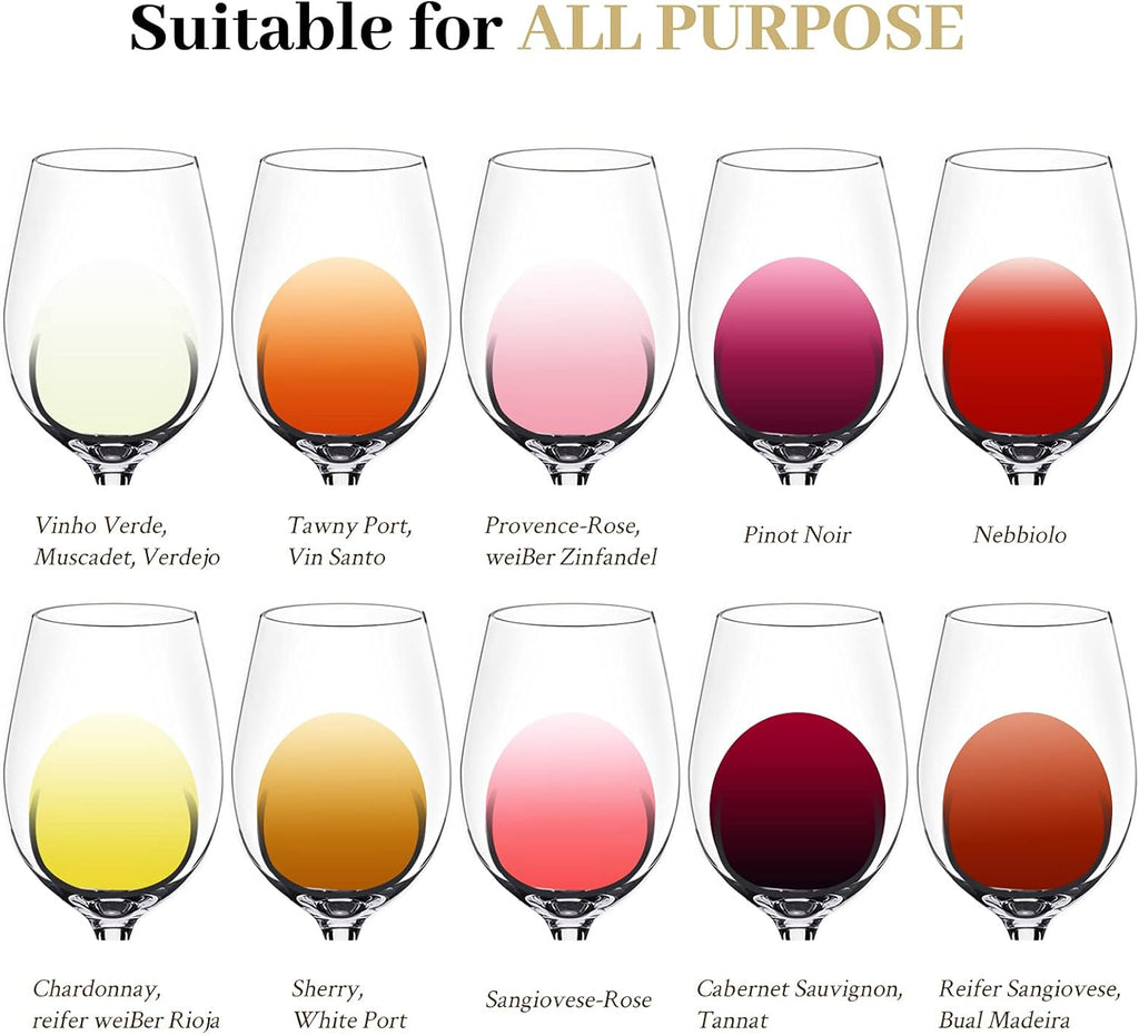 Hand Blown Italian Style Crystal White or Red Wine Glasses - Gift Packaging for Any Occasion - Lead-Free Premium