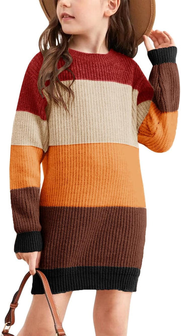 Girls Long Sleeve Knit Dress Pullover Sweater Bodycon Dresses