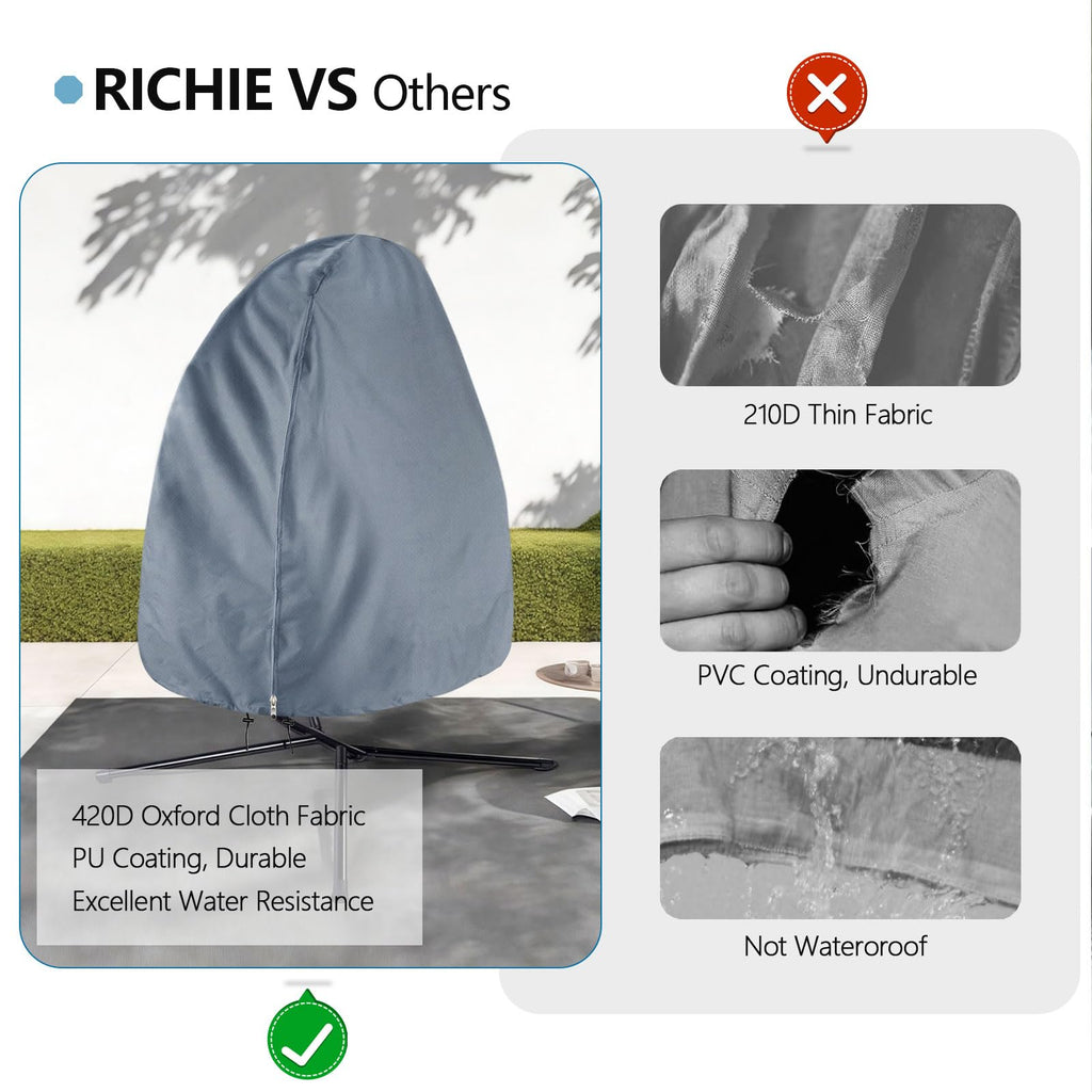 Upgraded: 90"x78" Patio Egg Chair Covers Waterproof & UV Resistant, Heavy-Duty Zippered Cover for Outdoor Egg Swing