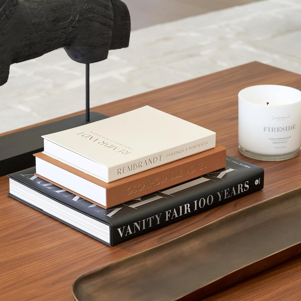 Beautiful Decorative Books - Set of 2 Linen Boxes Enhance Your Coffee Table, Bookshelf or Mantel Decor - Aesthetic