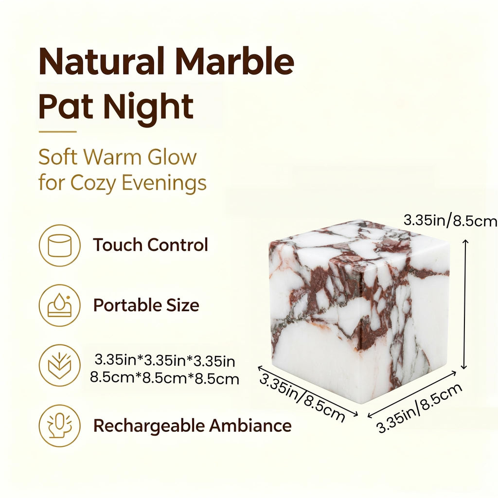 Marble Table Lamp Nature Stone Pat Lamp (Calacatta Purple Cube)
