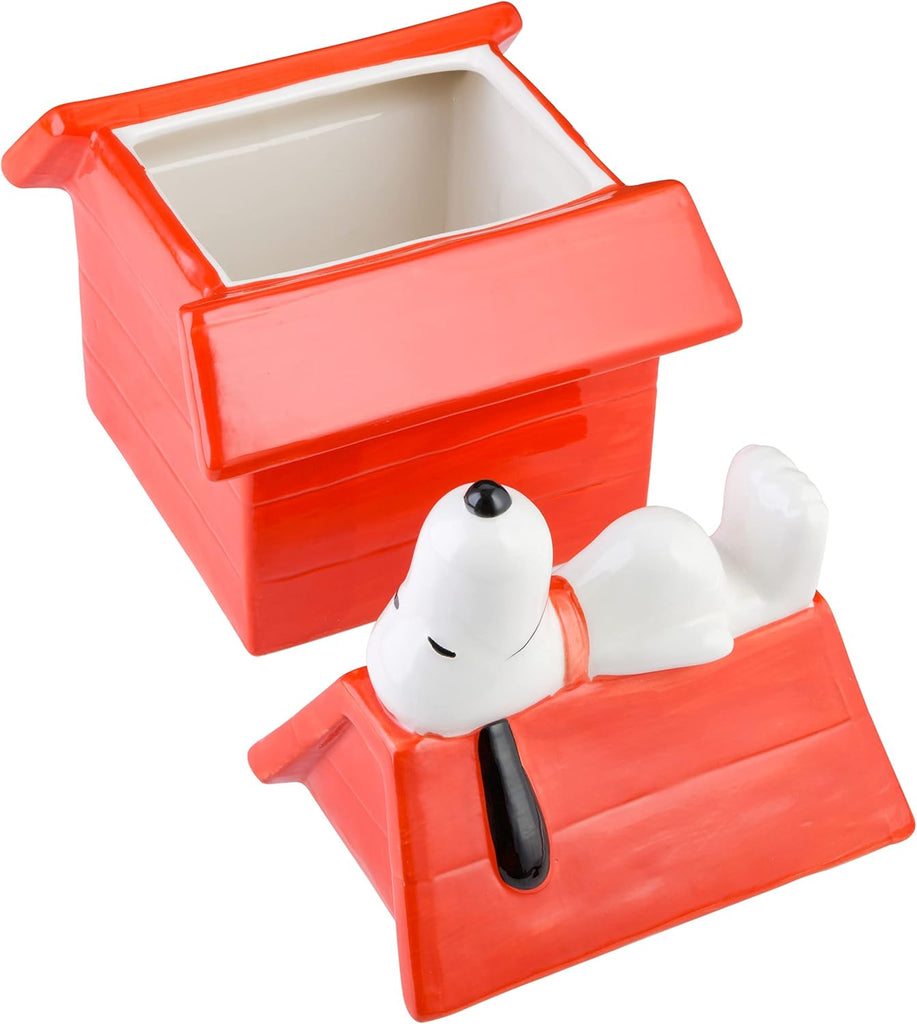 Classic Snoopy Doghouse Cookie Jar, 11.2-Inch Ceramic Jar With Lid, Vintage Cartoon Collectible Kitchen Storage