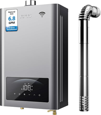 Natural Gas Tankless Water Heater 140, 000 BTU Indoor Installation Up to 6.8 GPM