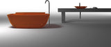 Vida 62 in Man Made Stone Round Flat Bottom Freestanding Bathtub in Translucent Honey Amber, Luxury Colorful Soaking