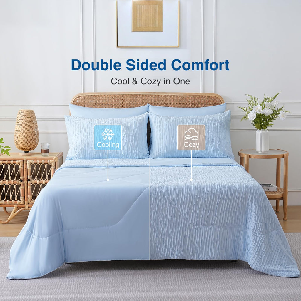 Cooling Comforter, King/Cali King - Reversible Lightweight Blanket for Hot Sleepers & Night Sweats, Breathable