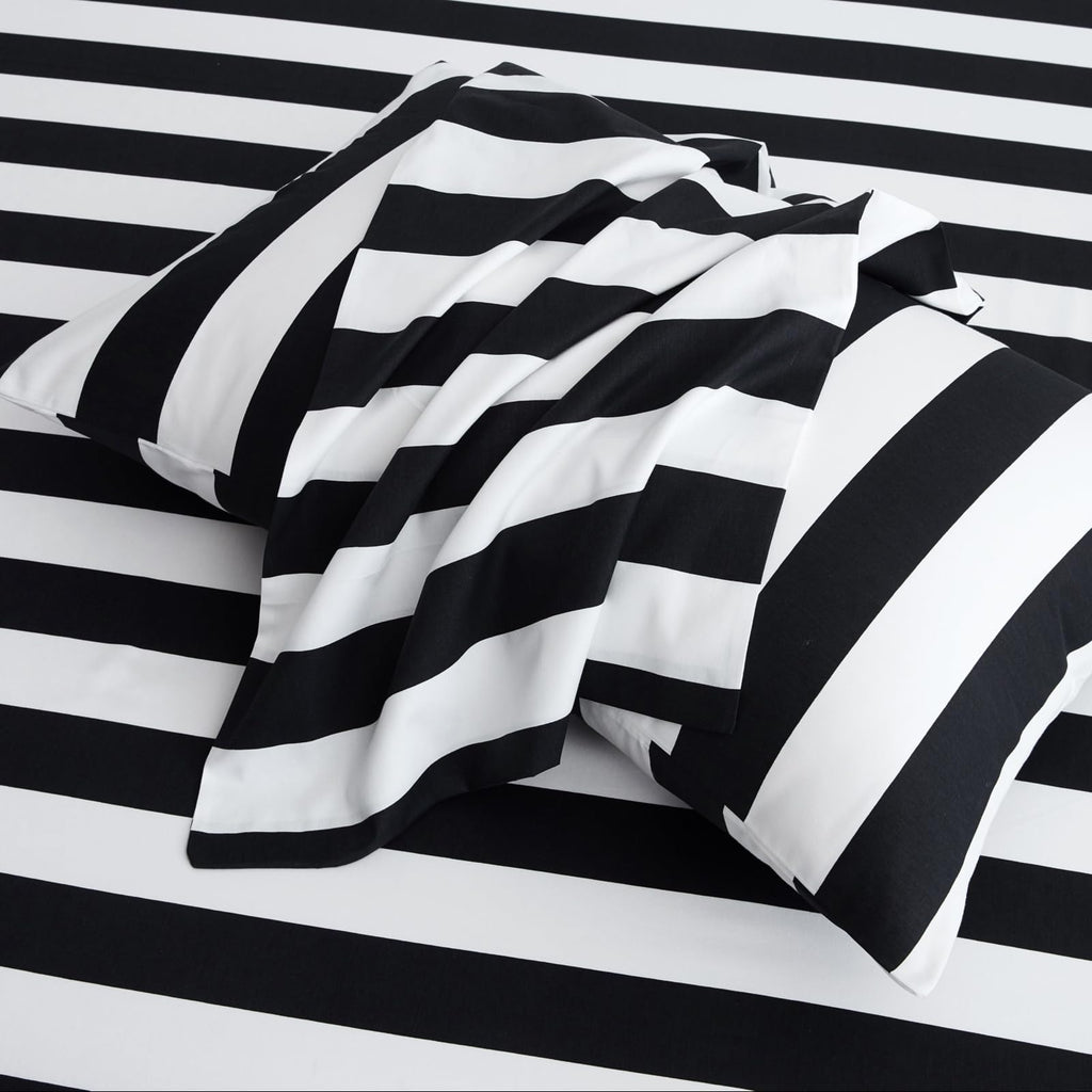 Black White Stripe Duvet Cover Set 100% Cotton Twill Bedding