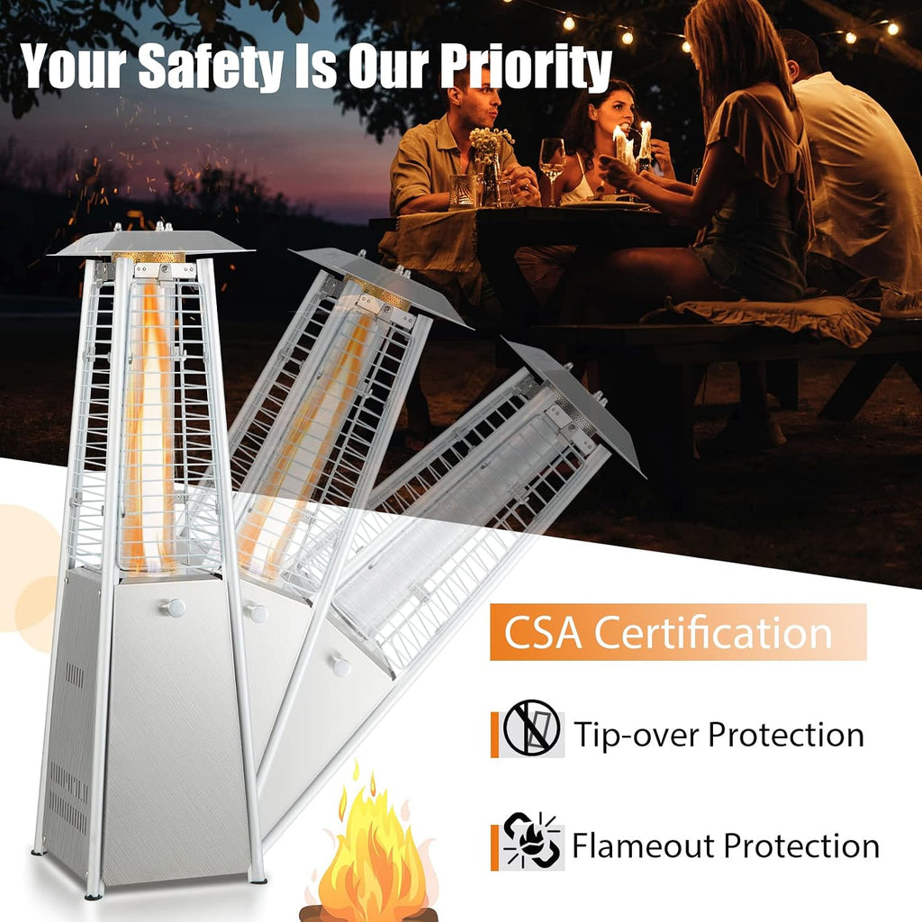Pyramid Patio Heater, Outdoor Propane Patio Heating Machine | with Protective Cover, Dump & Flame-out Protection