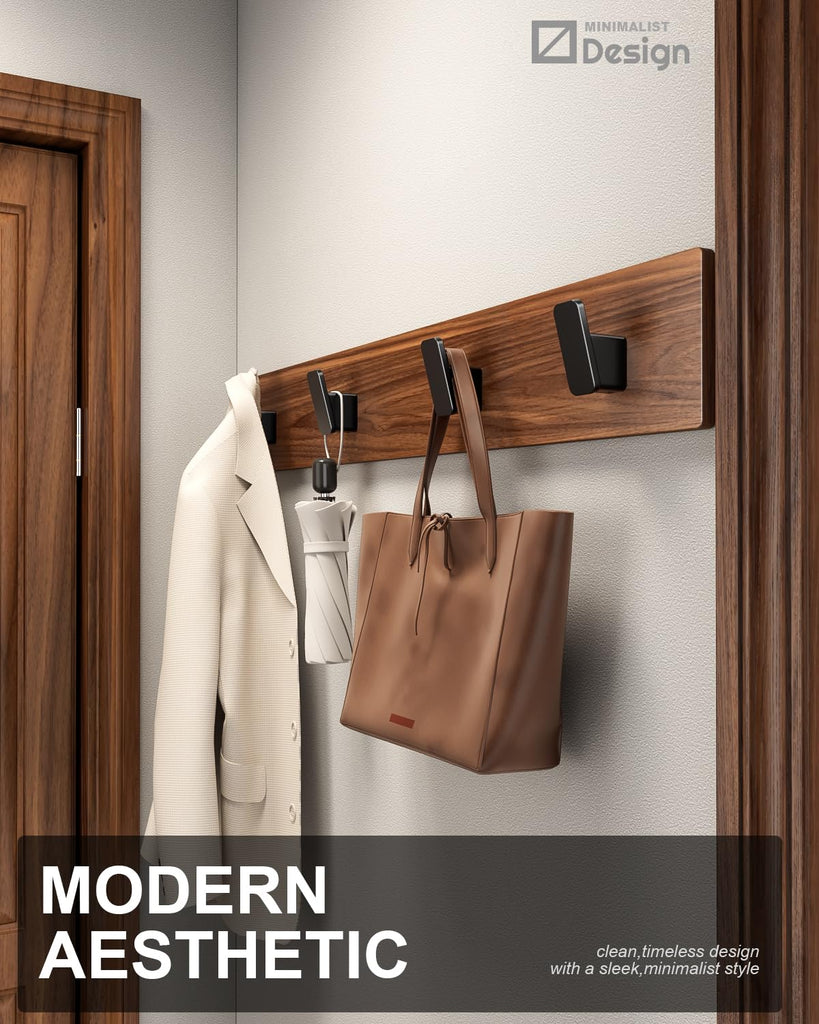 4-Pack Matte Black Towel Hook, Robe Coat Hook, Heavy Duty Wall Hooks for Hanging Bag Hat Mudroom Bedroom Shower