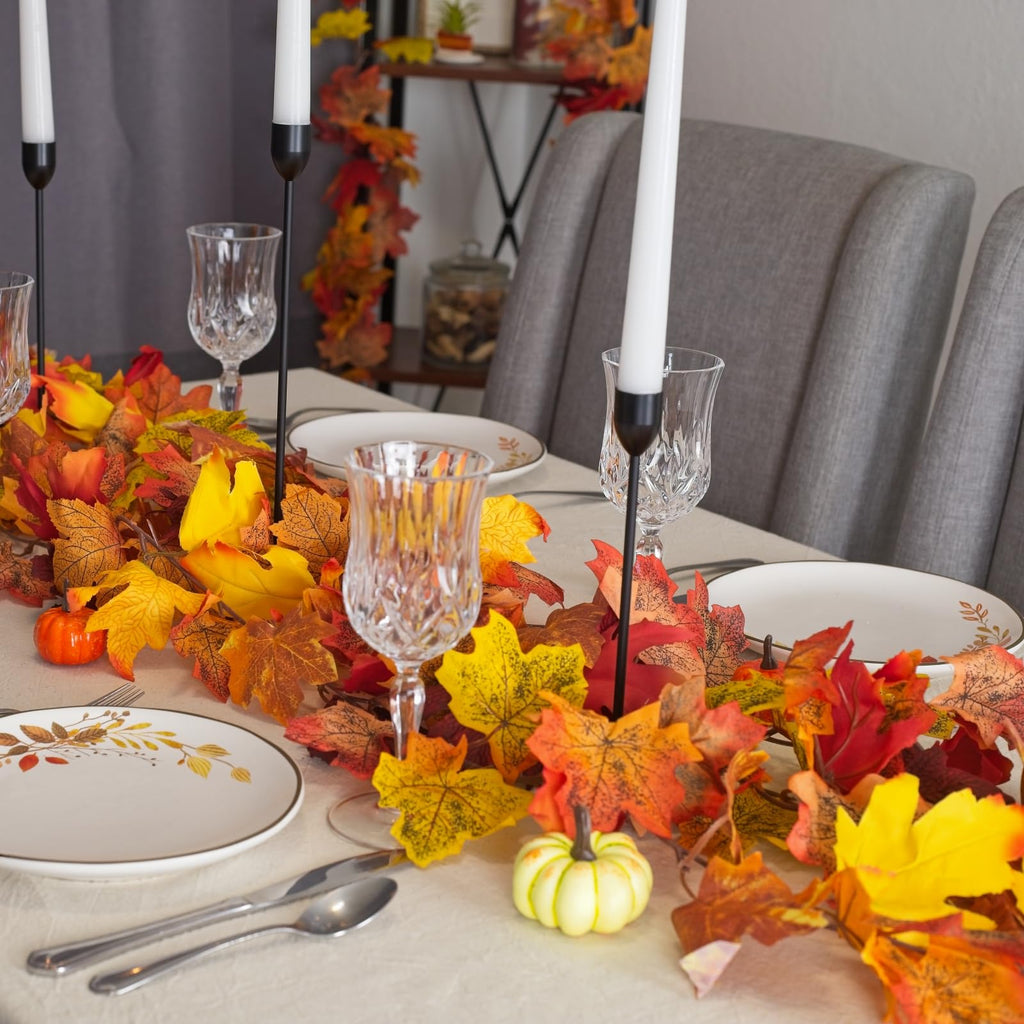 12 Pack Fall Leaf Garland, 5.9Ft Artificial Maple Leaf Garland Fall Leaves Autumn Hanging Vines Maple Leaves