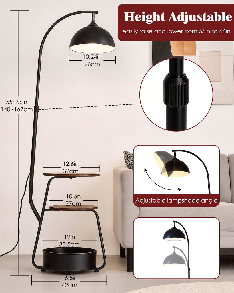 Smart Floor Lamp with Side Table, Dimmable