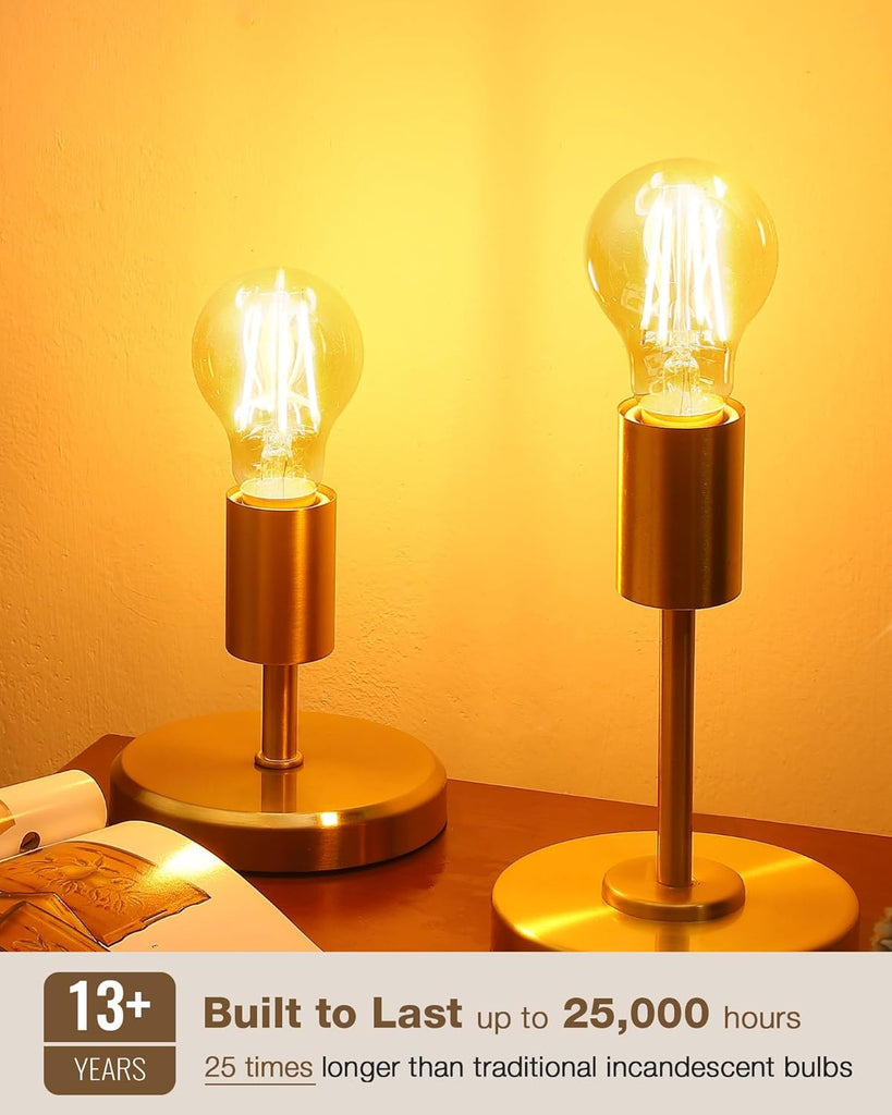 A19 E26 Amber Light Bulbs 2200K Soft Warm, Vintage LED Edison Bulbs 60 Watt Equivalent, Dimmable Antique Old
