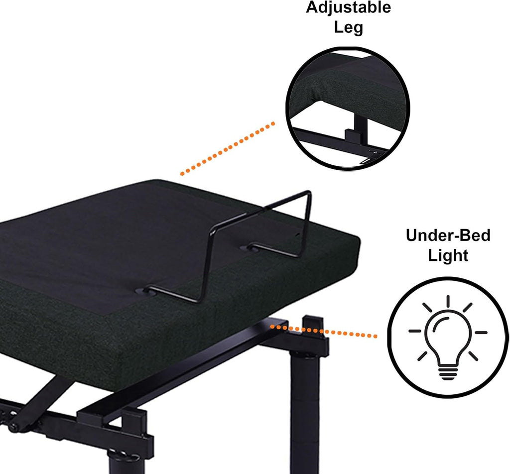 Patz Metal Black 2 Motor King Adjustable Bed & USB Outlet & 3 Pre-sets