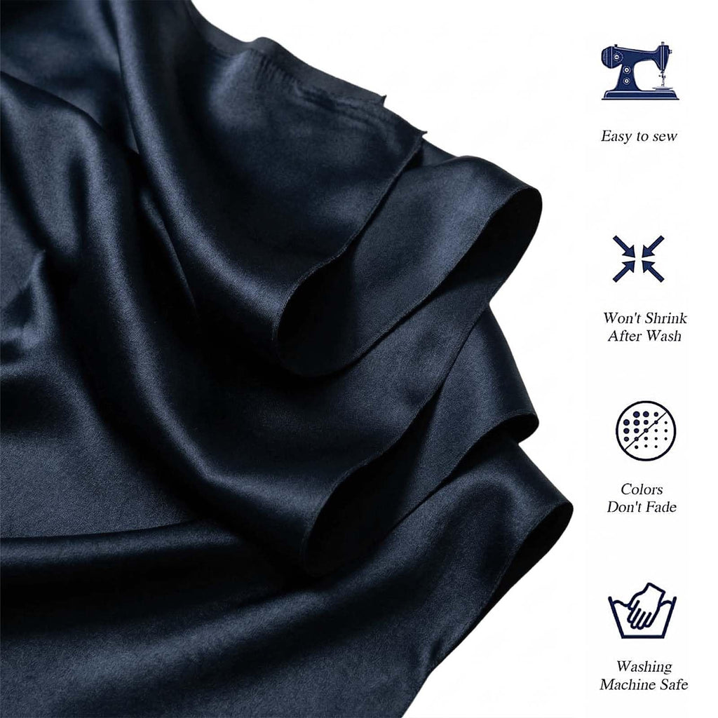 Navy Blue Satin Fabric 2 Yards 55 Inch
