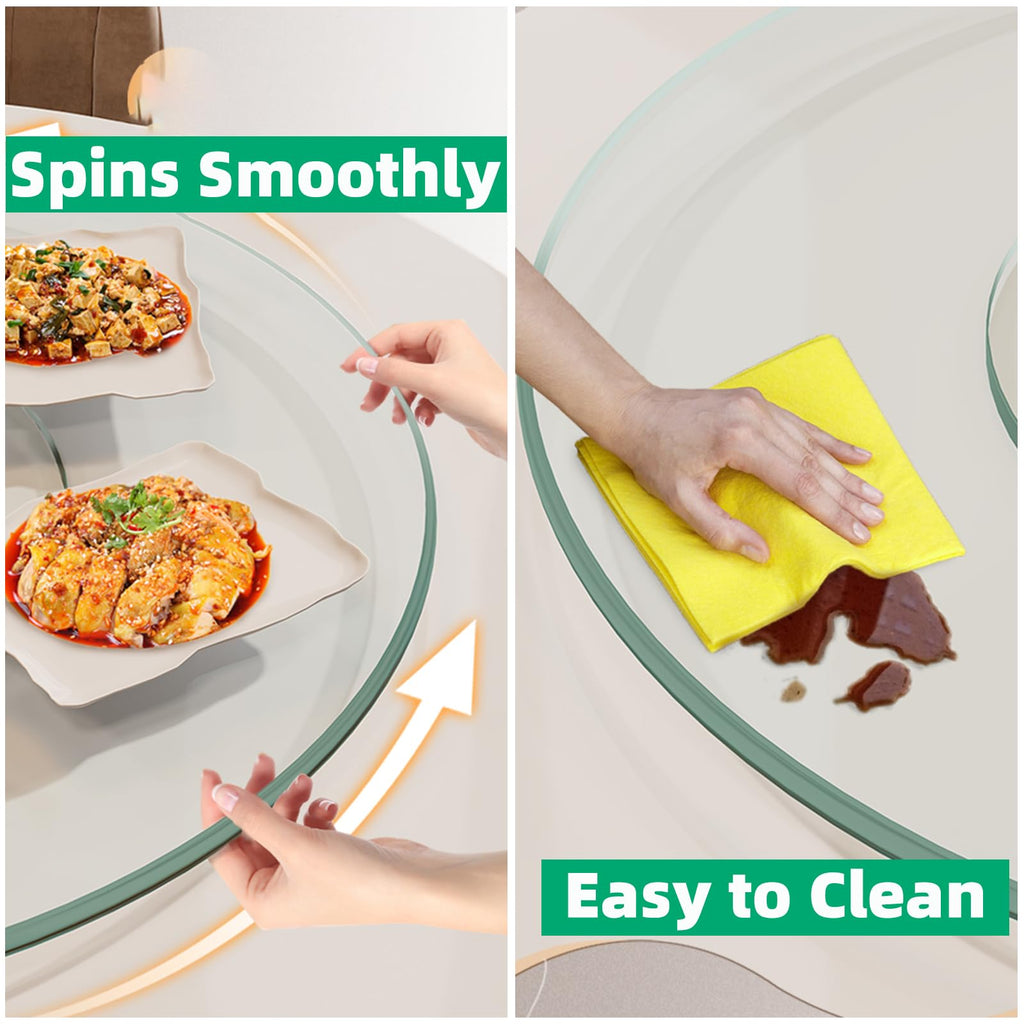 Lazy Susan 30.7 inch Glass Turntable Dining Table Large Round Serving Plate Tabletop Rotating Tray with Swivel Assist