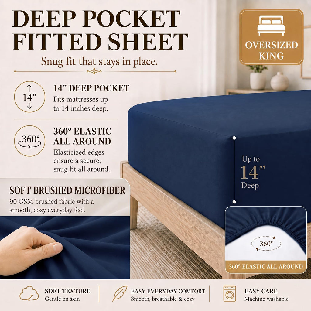 Comforter Set Navy Blue - 7 Pieces Bed in a Bag