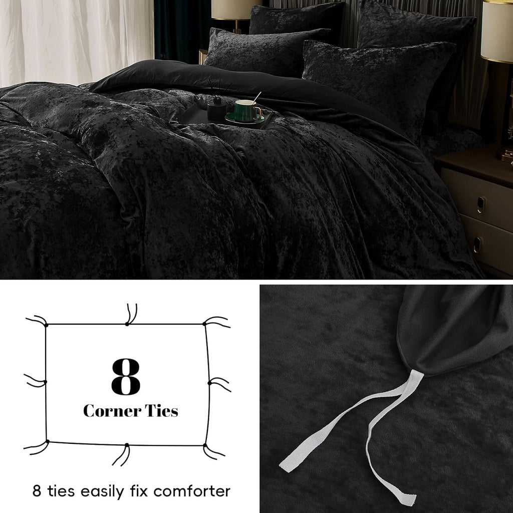 Duvet Cover Set Queen, 3pcs Ultra Soft Breathable Comforter Cover Set, Luxury Cozy Flannel Duvet Cover