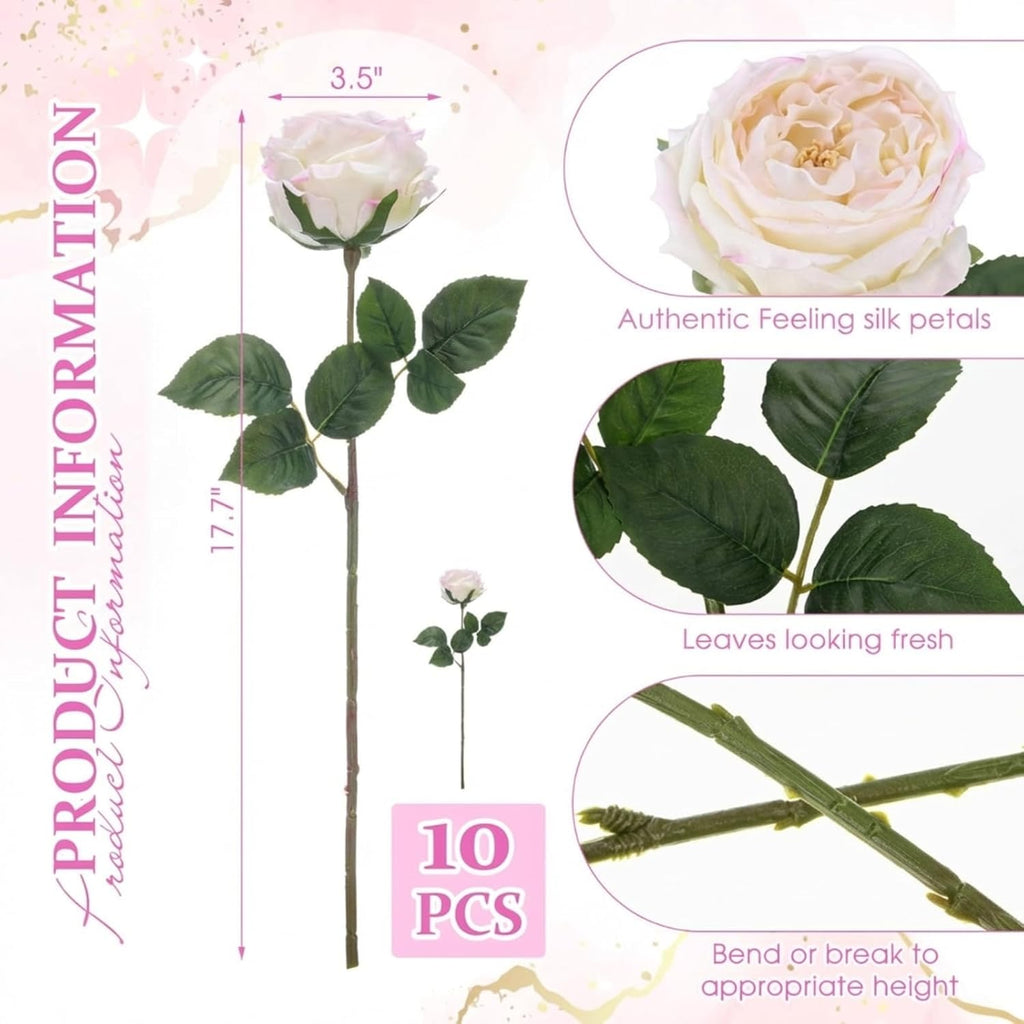 Peonies Artificial Realistic Touch Flowers, Flesh Pink - Set of 10