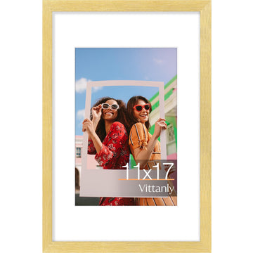11x17 Picture Frame, Matted for 8x12 Photos, Gold