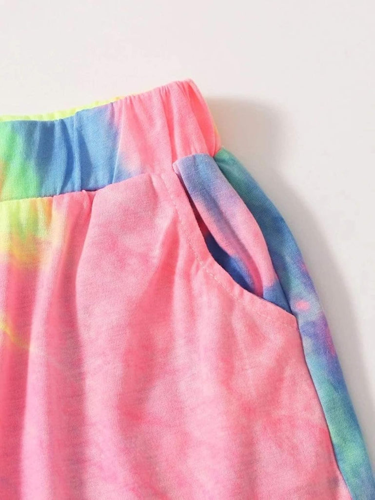 Girl's 2 Piece Tie-dye Hooded Sweatshirt Sweatsuits and Sweatpants
