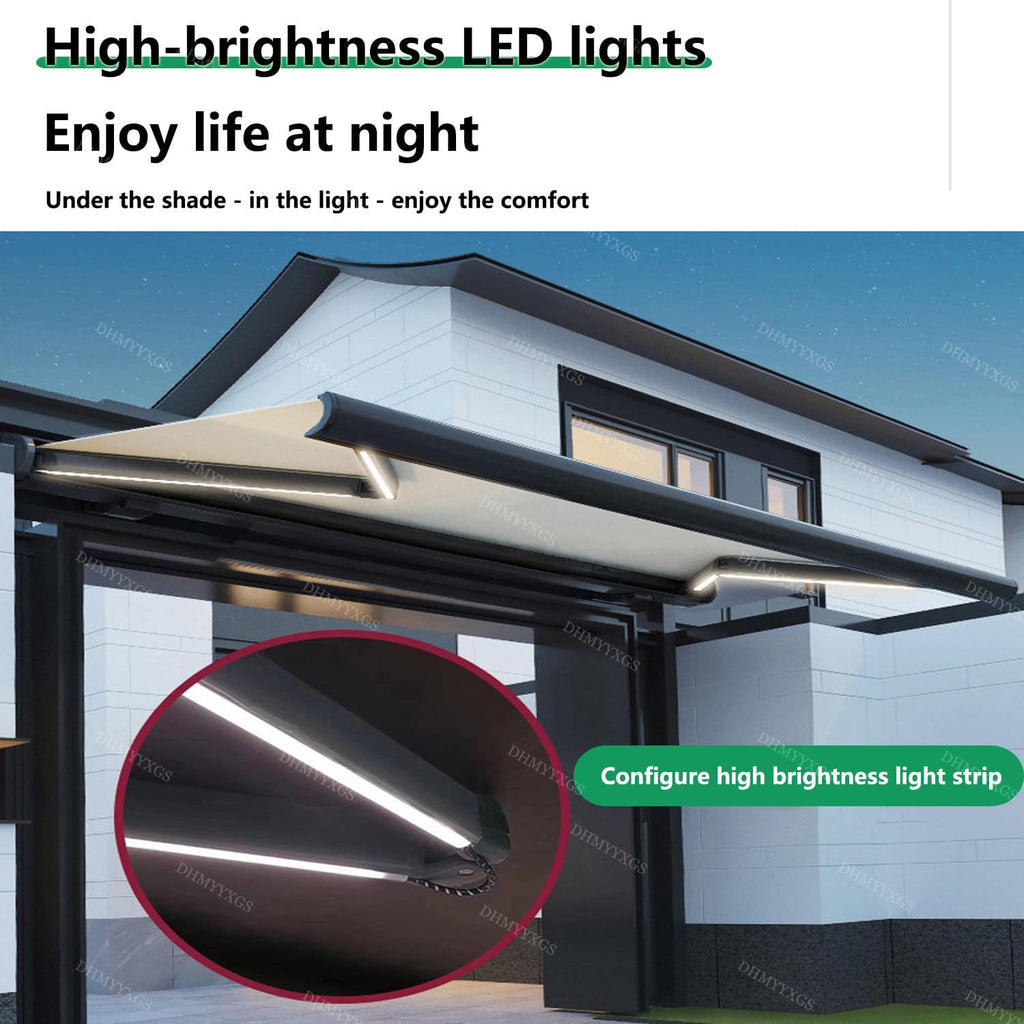 Electric Retractable Patio Awning - Motorized Sunshade Shelter, Waterproof & UV-Resistant Canopy for Deck, Balcony