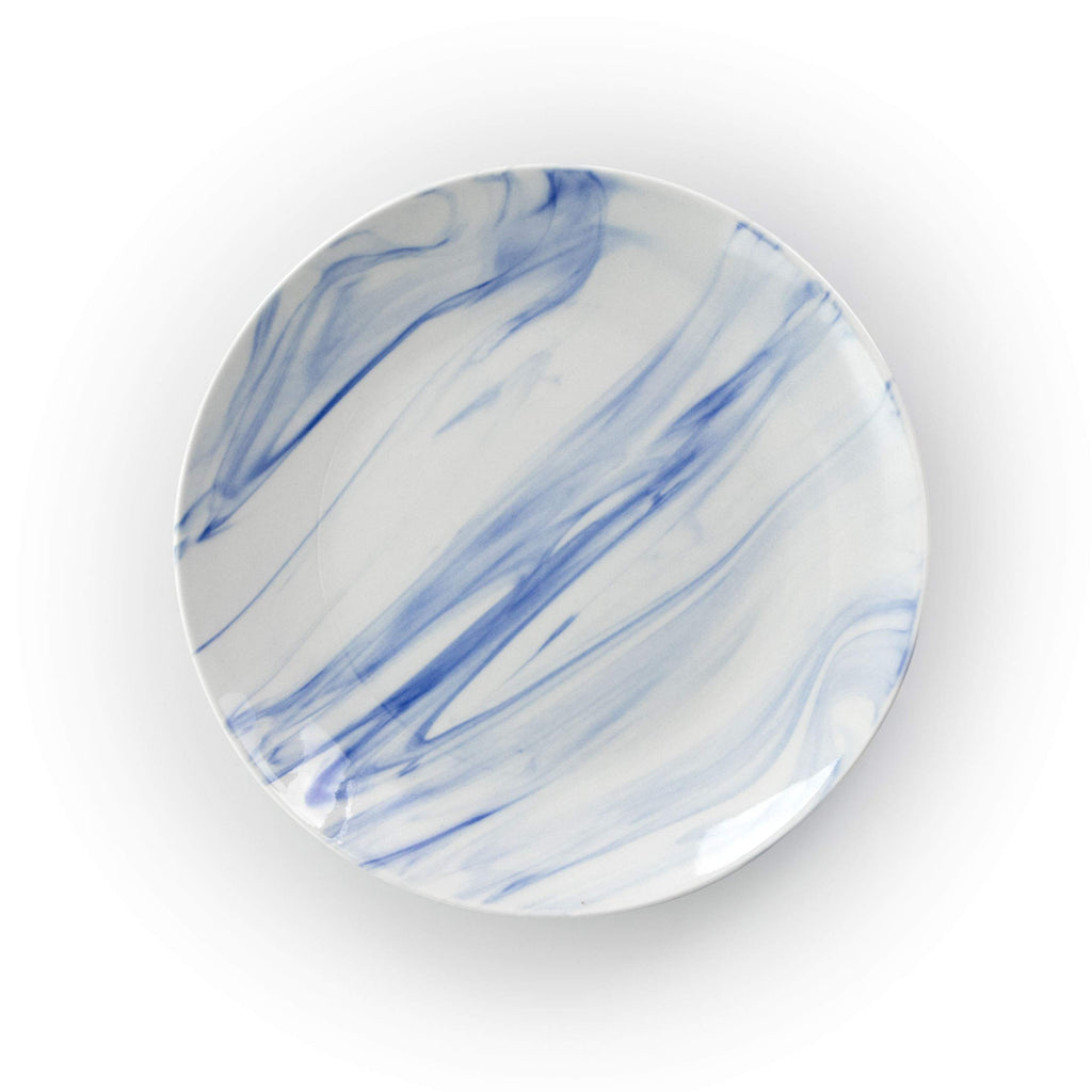 Fine Marble 16 Piece Stoneware Dinnerware Set in Blue and White
