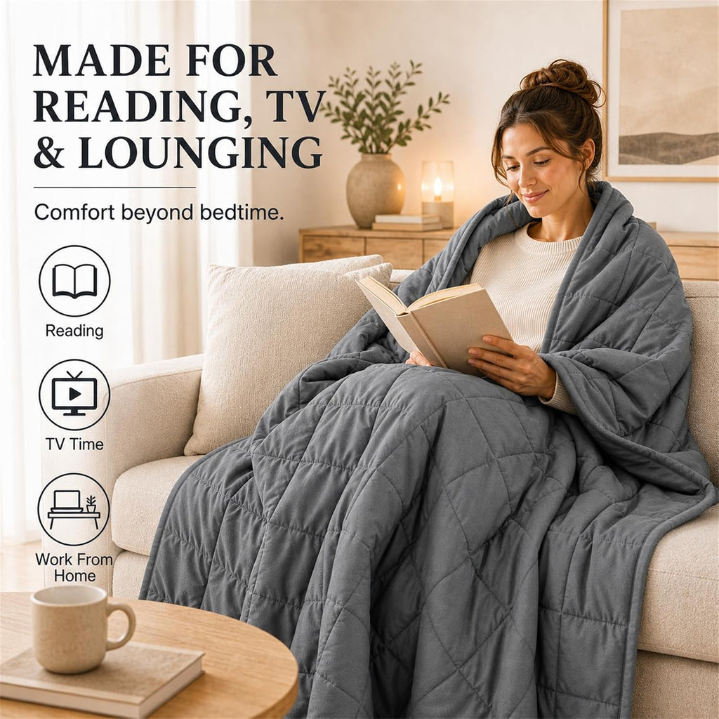 Weighted Blanket for Adults(60"x80",20lbs, Grey) Queen Size Soft Cooling Heavy Blanket for Sleeping, Breathable