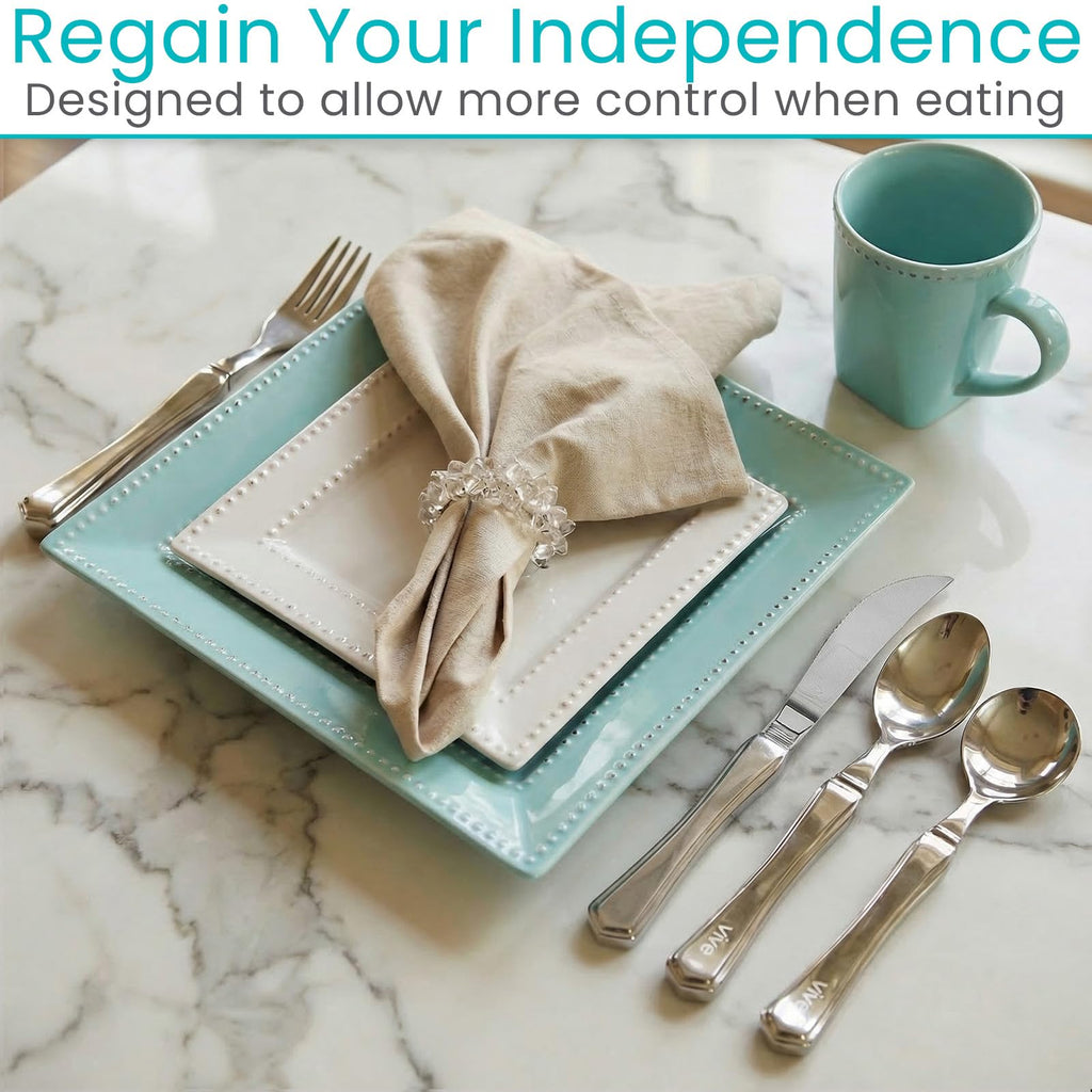 Weighted Utensils (4 Piece) - Parkinson Spoon and Fork Set Plus Knife