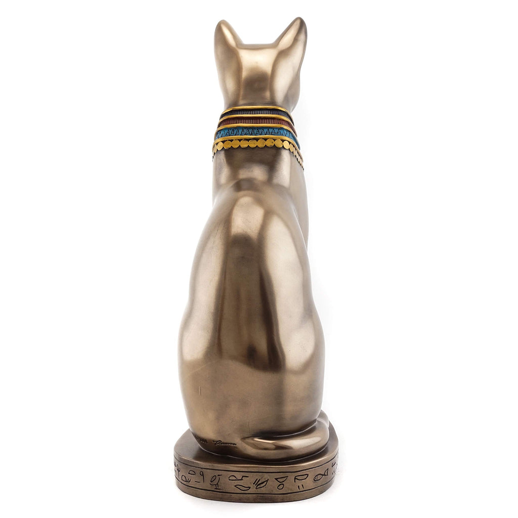Egyptian Bastet Statue - Hand Painted Goddess of Sunrise, Music, and Fertility Sculpture - 12-Inch Ancient Egypt