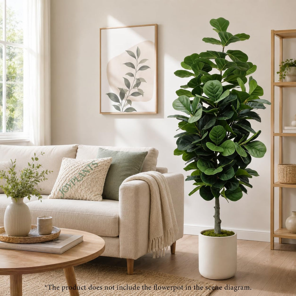 6FT Fiddle Leaf Fig Tree Fake Plant with Black Pot Decor